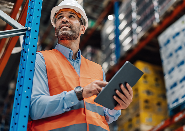 Une personne tenant un bloc-notes sur le chantier